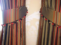 Curtain Header - tie backs in sheen material