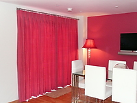 Curtain Header - large red satin